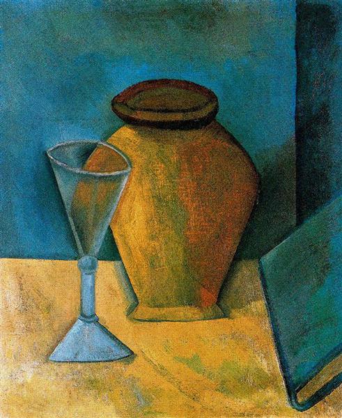 Pablo Picasso Classical Oil Paintings Pot,Glass And Book